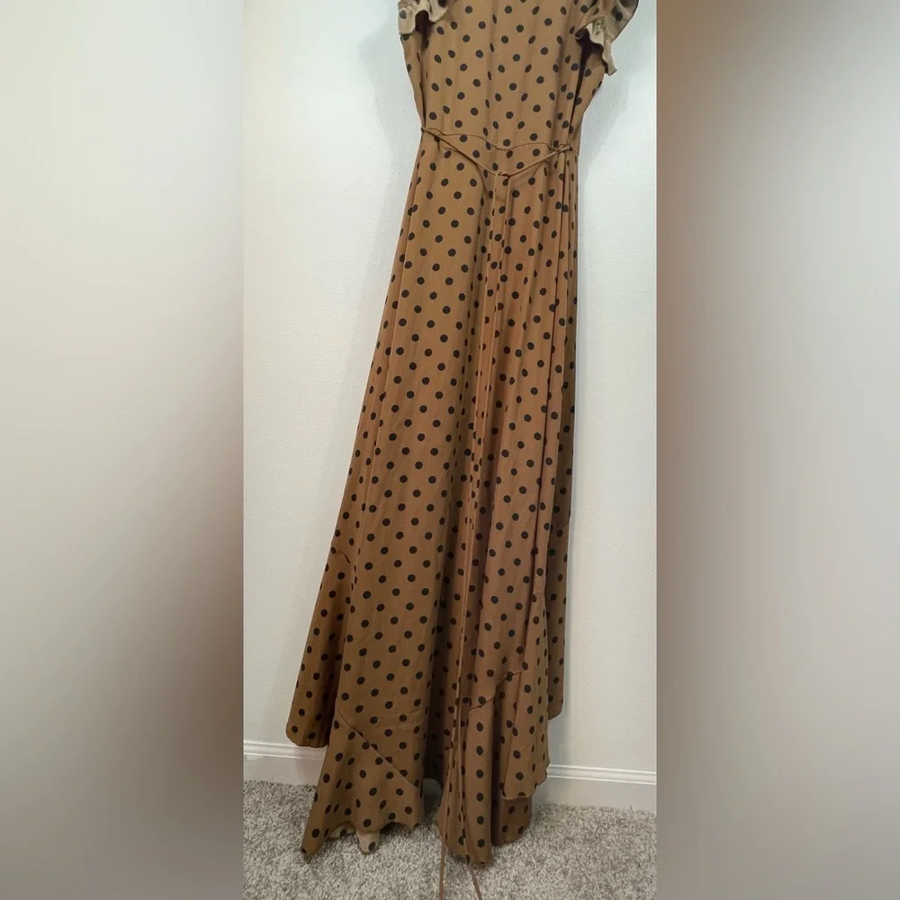 Brown Polka Dot Skirt VICI Mama Mia Polka Dotted Wrap Maxi Dress sz: Small Retro - Picture 11 of 16